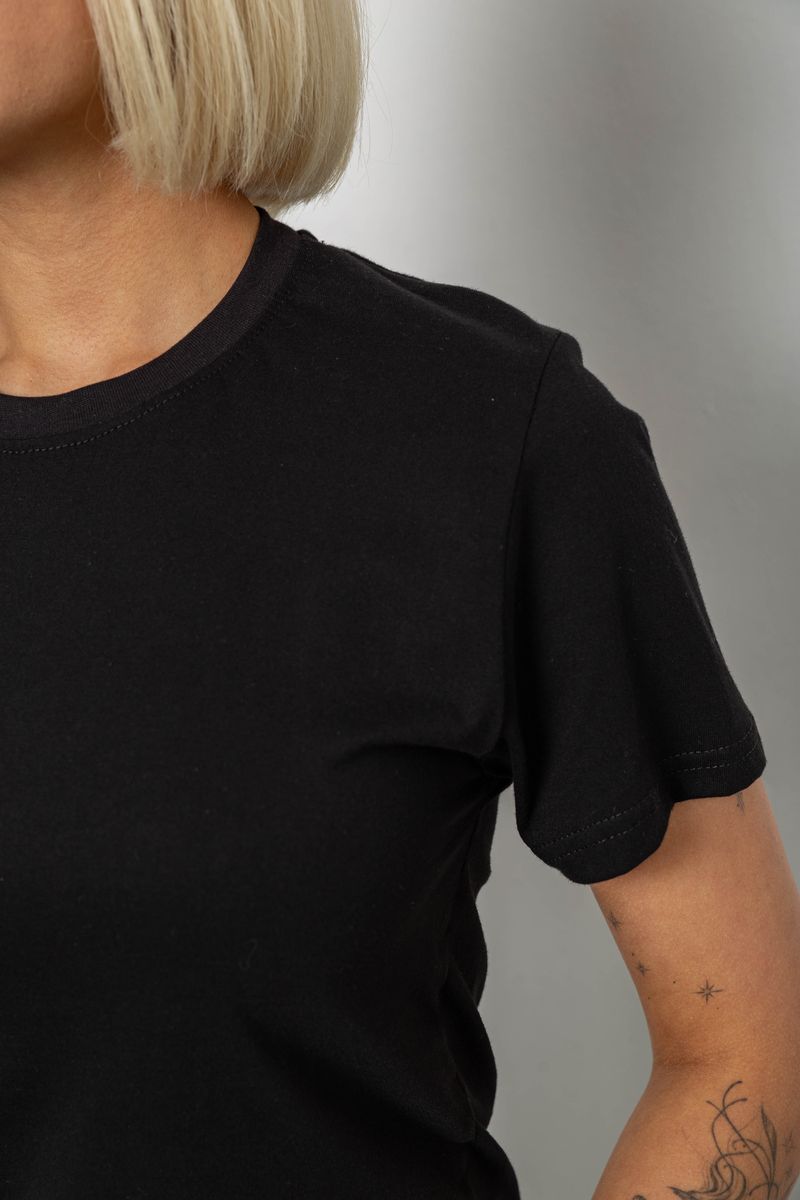 Футболка женская однотонная, цвет черный, 129R8900-2 — изображение 5