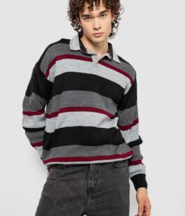 Свитер-обманка мужской, цвет серо-черный, 161R901-2