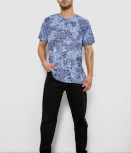 Футболка мужская с принтом, цвет джинс, 244R5517