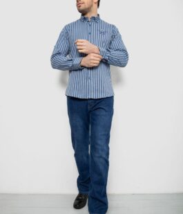 Рубашка мужская в полоску, цвет серо-голубой, 186RM01