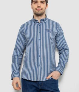 Рубашка мужская в полоску, цвет серо-голубой, 186RM01