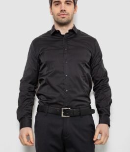 Рубашка мужская однотонная, цвет черный, 186R6917