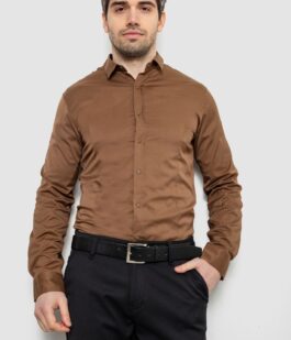Рубашка мужская однотонная, цвет коричневый, 186R6917