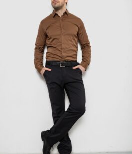 Рубашка мужская однотонная, цвет коричневый, 186R6917