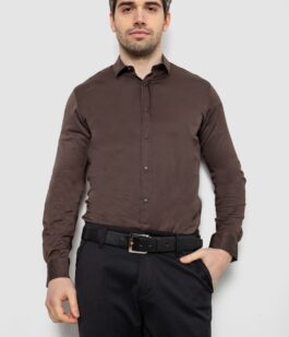 Рубашка мужская однотонная, цвет шоколадный, 186R6917