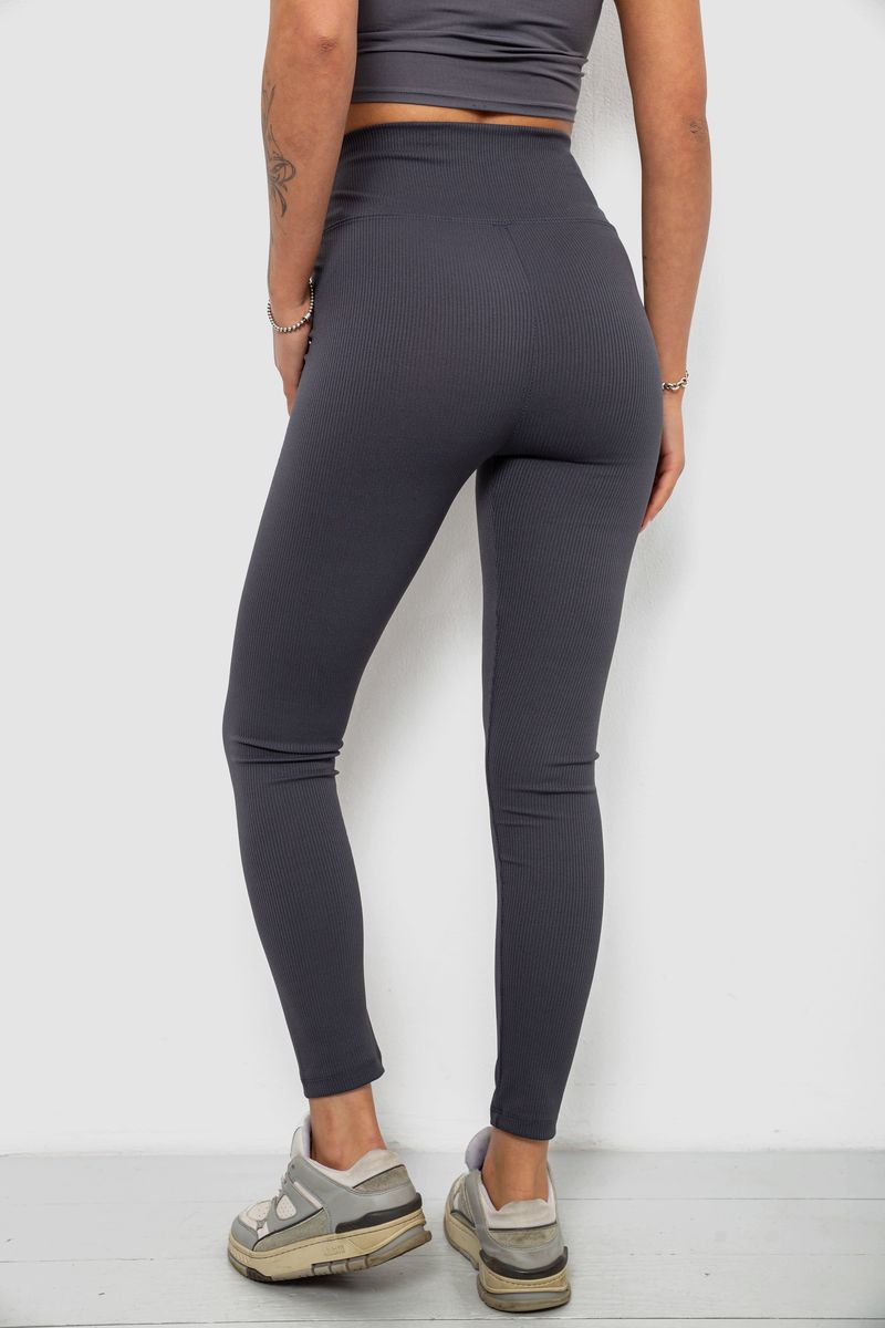 Лосины женские однотонные в рубчик, цвет темно-серый, 214RU200 — изображение 4