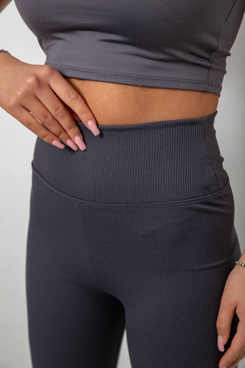 Лосины женские однотонные в рубчик, цвет темно-серый, 214RU200 — изображение 5
