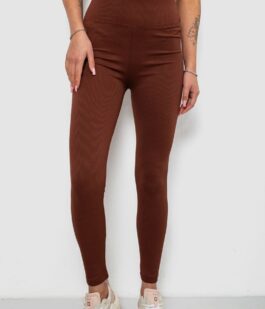 Лосины женские однотонные в рубчик, цвет коричневый, 214RU200