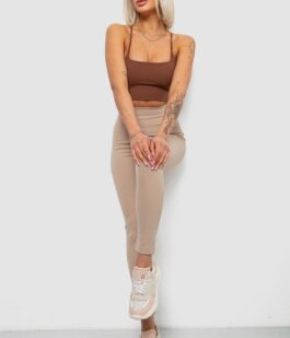 Лосины женские однотонные в рубчик, цвет бежевый, 214RU200