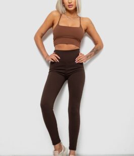 Лосины женские однотонные в рубчик, цвет шоколадный, 214RU200