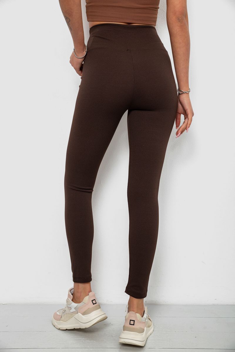 Лосины женские однотонные в рубчик, цвет шоколадный, 214RU200 — изображение 4