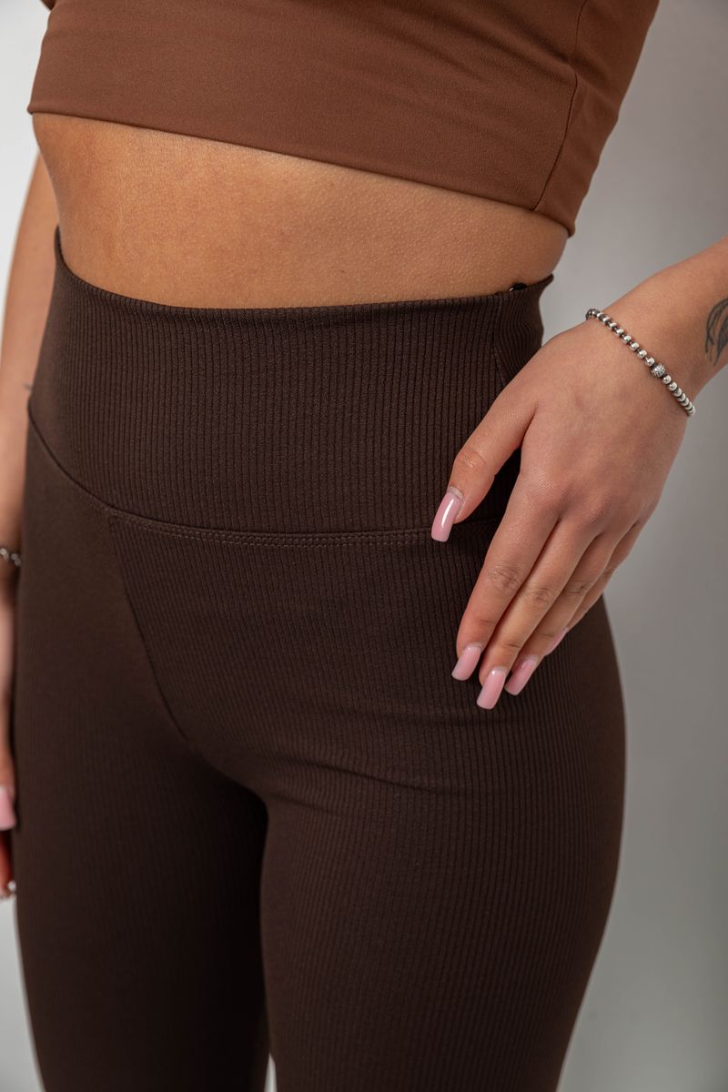 Лосины женские однотонные в рубчик, цвет шоколадный, 214RU200 — изображение 5