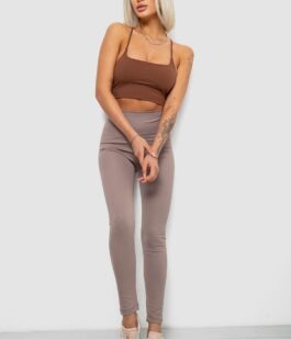 Лосины женские однотонные в рубчик, цвет мокко, 214RU200