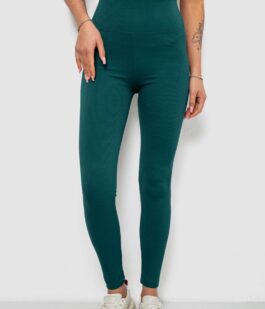 Лосины женские однотонные в рубчик, цвет темно-зеленый, 214RU200