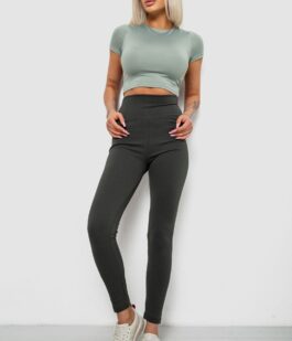 Лосины женские однотонные в рубчик, цвет хаки, 214RU200