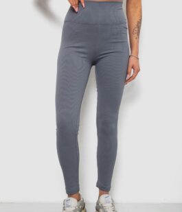 Лосины женские однотонные в рубчик, цвет серый, 214RU200