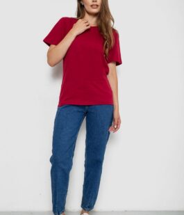 Футболка женская однотонная, цвет бордовый, 238R112