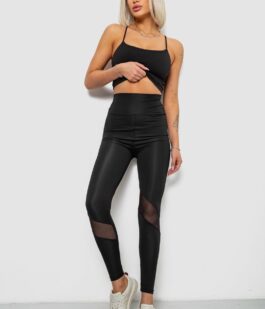 Лосины женские однотонные, цвет черный, 214R002L