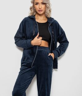 Спортивный костюм женский велюровый, цвет синий, 257R4119