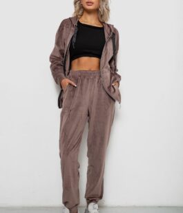 Спортивный костюм женский велюровый, цвет мокко, 257R4119