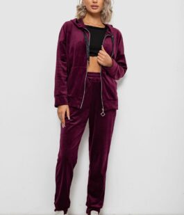 Спортивный костюм женский велюровый, цвет сливовый, 257R4119