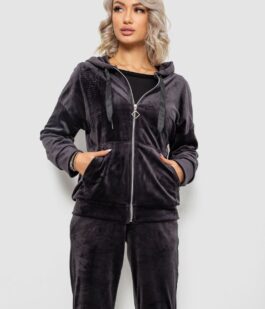 Спортивный костюм женский велюровый, цвет чернильный, 257R4119
