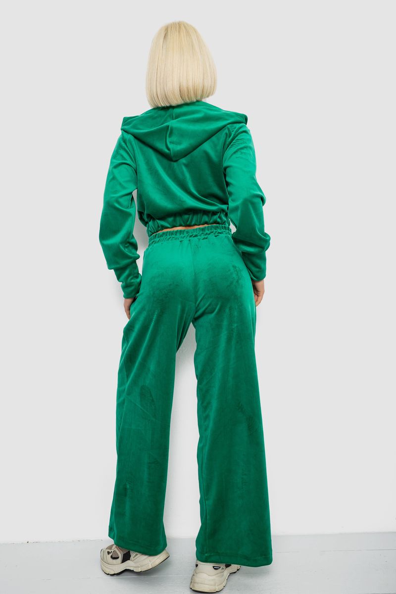 Спортивный костюм женский велюровый, цвет зеленый, 257R4125 — изображение 4