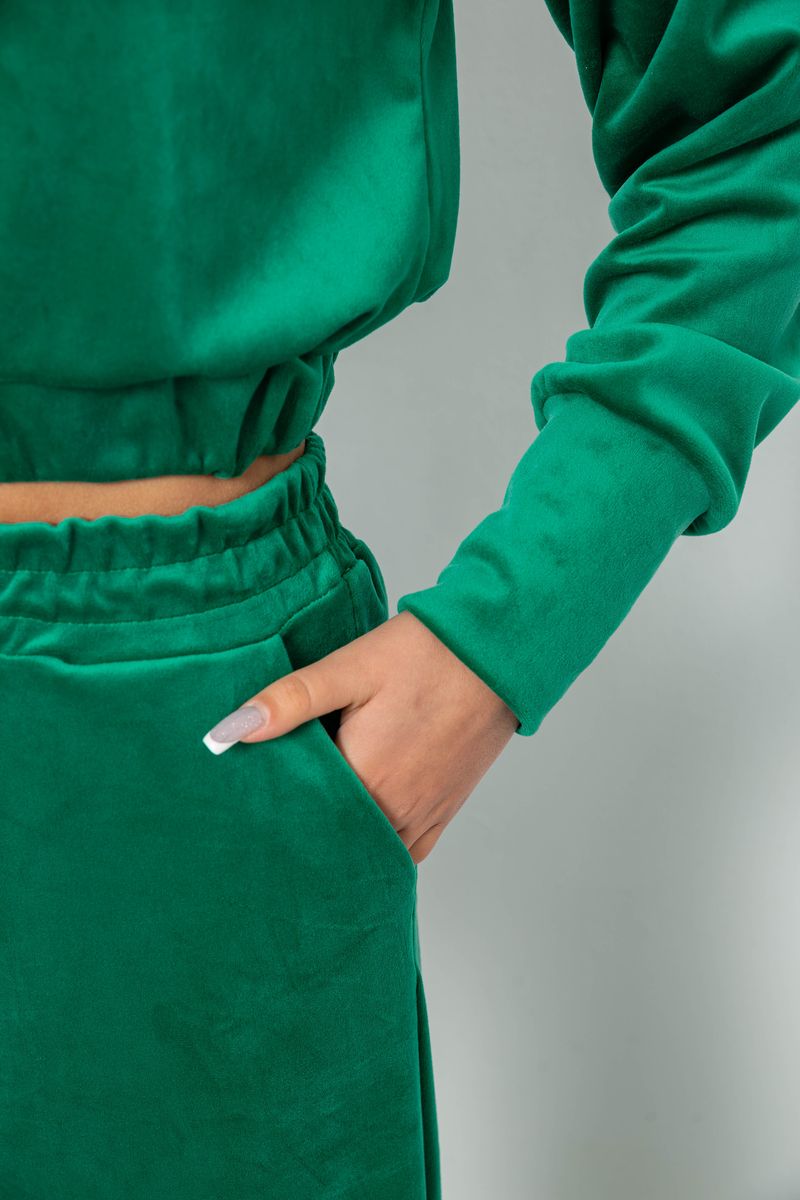 Спортивный костюм женский велюровый, цвет зеленый, 257R4125 — изображение 6