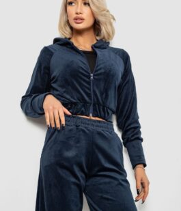 Спортивный костюм женский велюровый, цвет синий, 257R4125