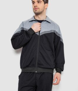 Спортивный костюм мужской, цвет серо-черный, 244R9147