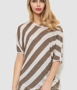 Кофта женская в полоску, цвет бежево-молочный, 244R0263