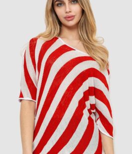 Кофта женская в полоску, цвет красно-белый, 244R0263