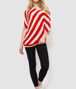 Кофта женская в полоску, цвет красно-белый, 244R0263