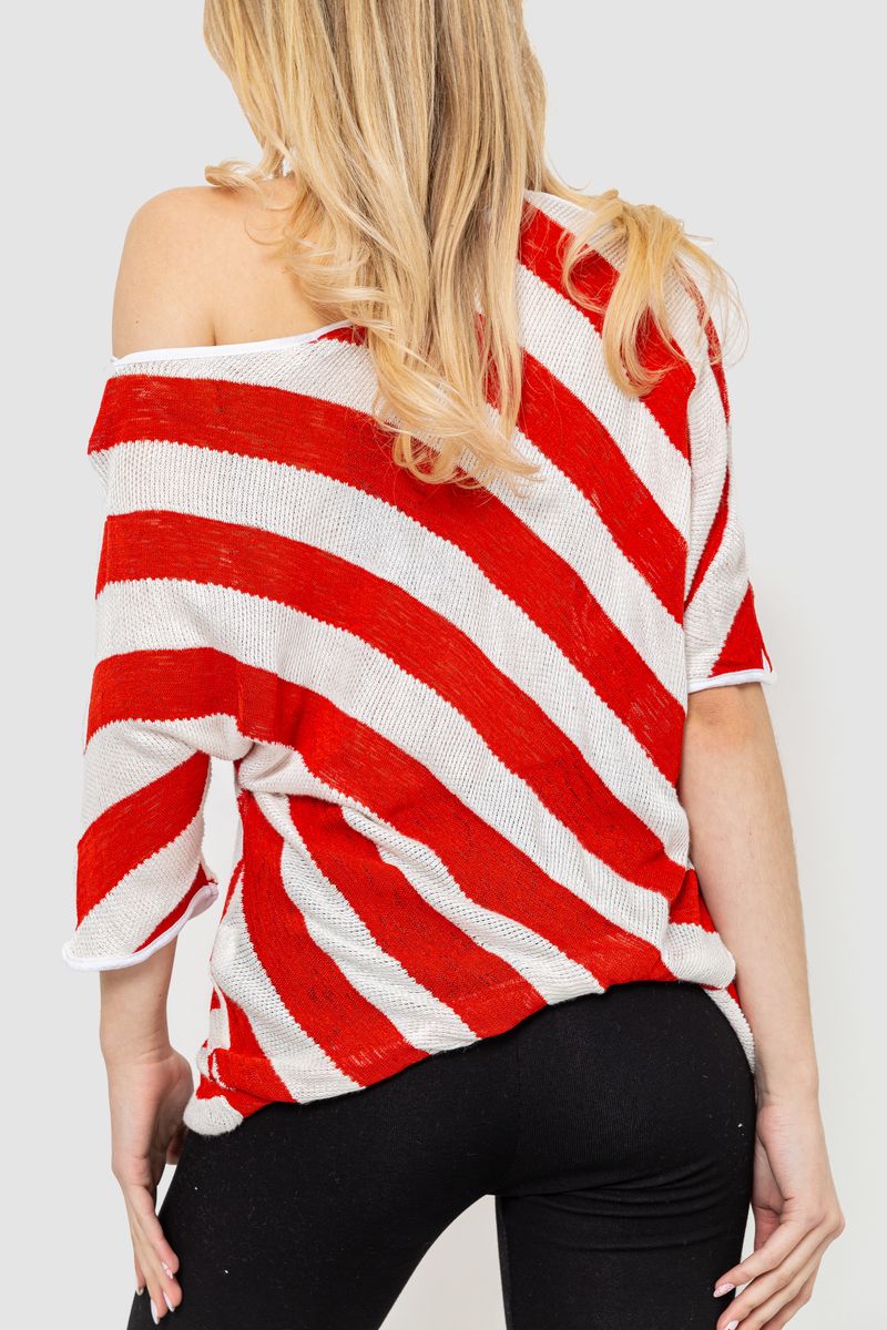 Кофта женская в полоску, цвет красно-белый, 244R0263 — изображение 4