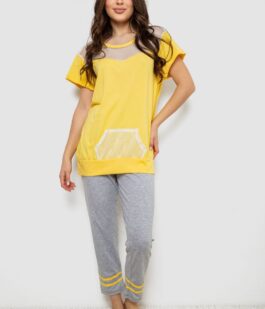Пижама женская с принтом, цвет желтый, 243R1600-032