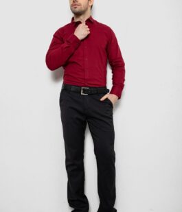 Рубашка мужская однотонная, цвет бордовый, 186R2013