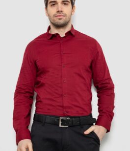 Рубашка мужская однотонная, цвет бордовый, 186R2013