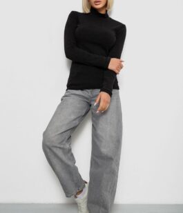 Гольф женский однотонный в рубчик, цвет черный, 257R101