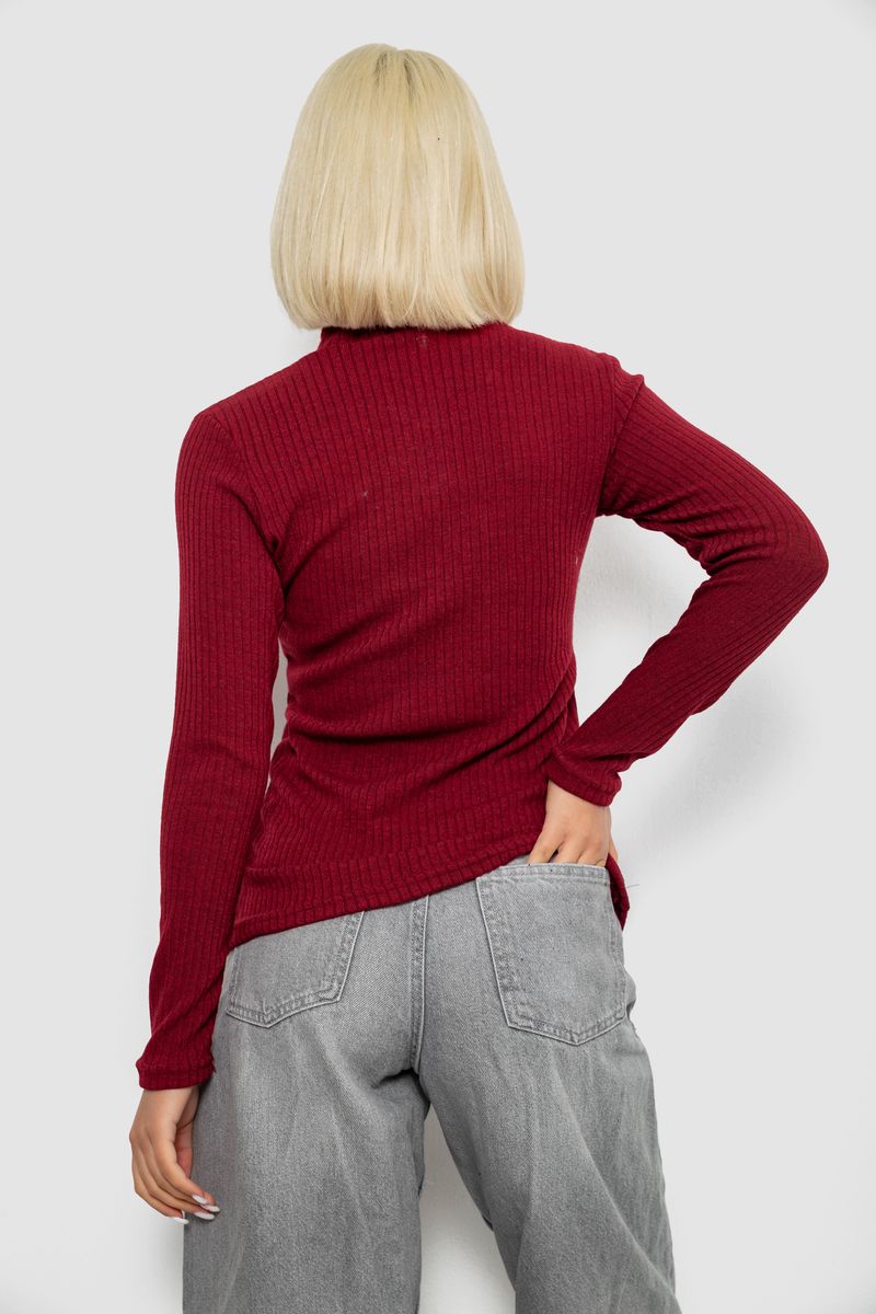 Гольф женский однотонный в рубчик, цвет бордовый, 257R101 — изображение 4