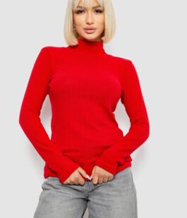 Гольф женский однотонный в рубчик, цвет красный, 257R101