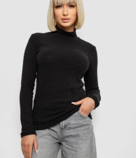 Гольф женский однотонный в рубчик, цвет черный, 257R101