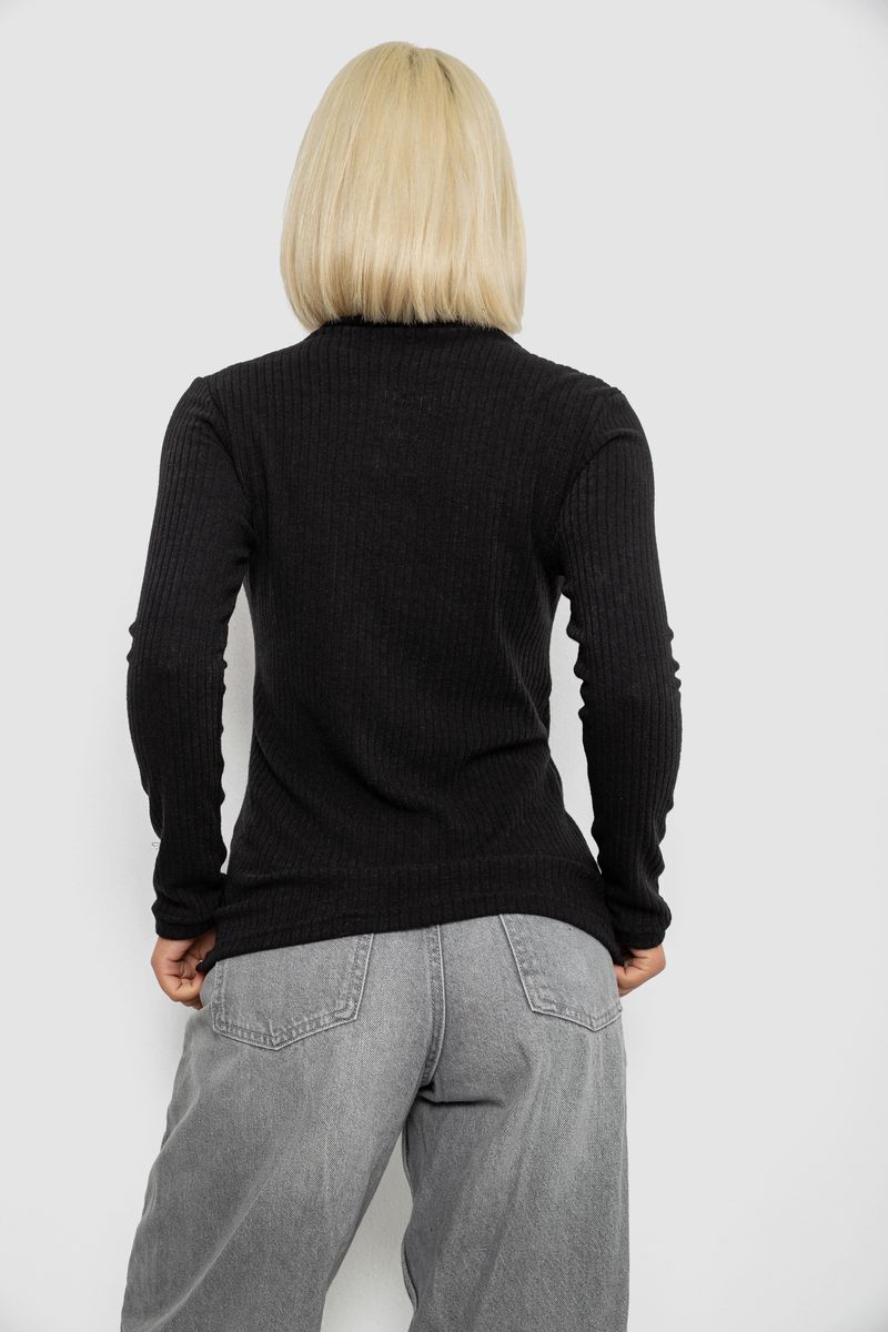 Гольф женский однотонный в рубчик, цвет черный, 257R101 — изображение 4