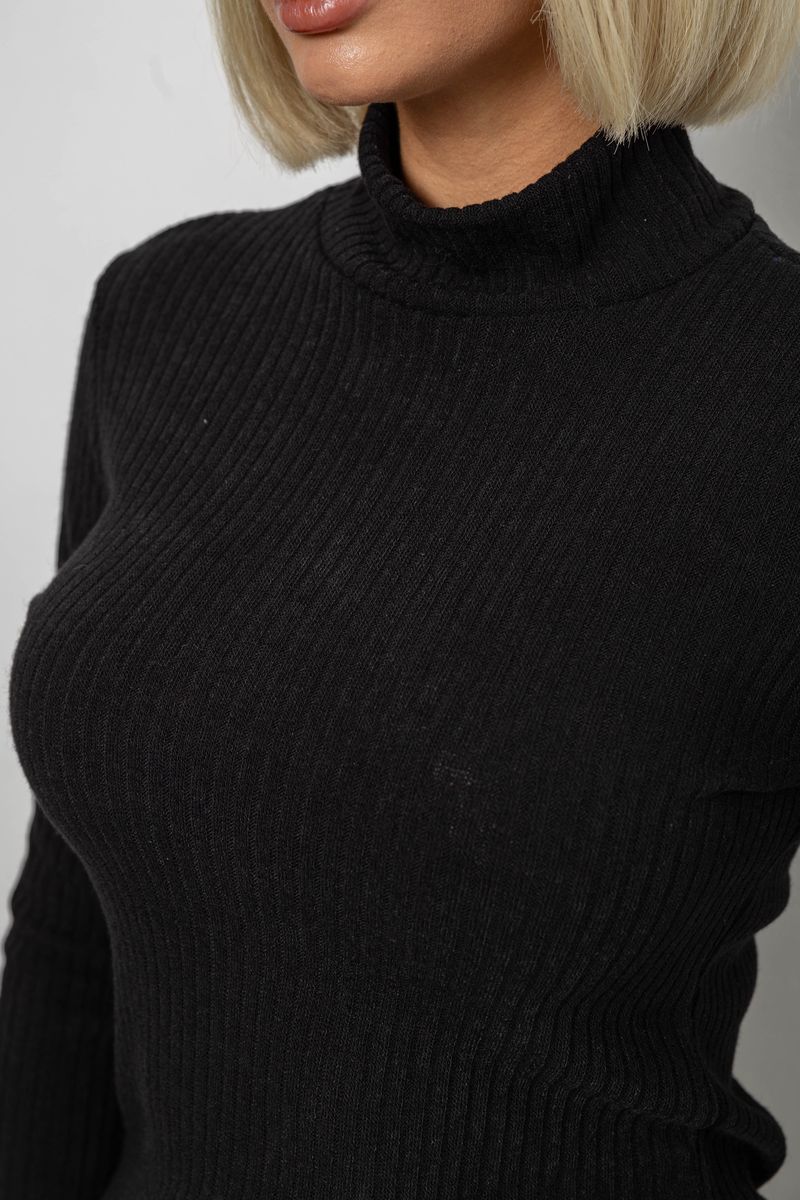 Гольф женский однотонный в рубчик, цвет черный, 257R101 — изображение 5