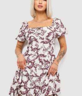 Платье женское с принтом софт, цвет молочный, 257R811-3