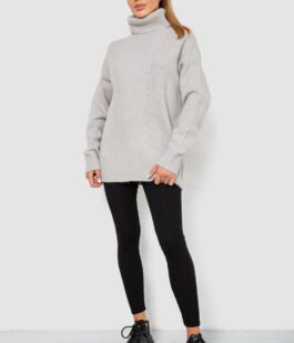 Свитер — гольф женский шерстяной, цвет светло-серый, 244R2050