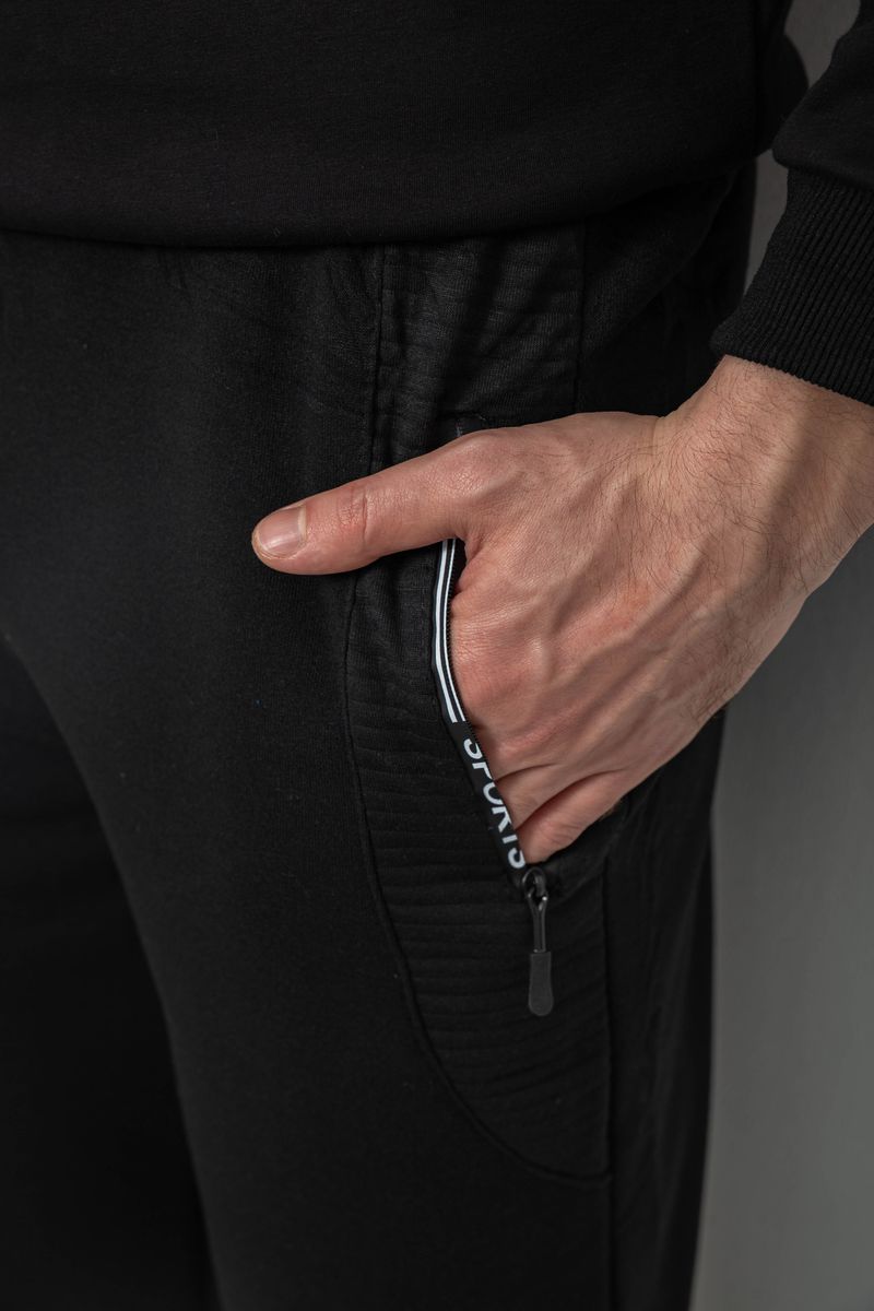 Спортивные штаны мужские на флисе, цвет черный, 244R6120 — изображение 5