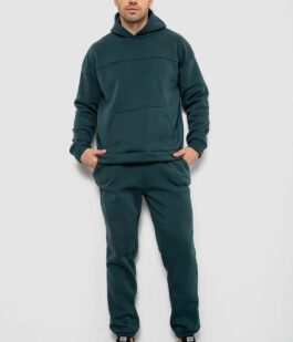 Спортивный костюм мужской на флисе, цвет зеленый, 238R029