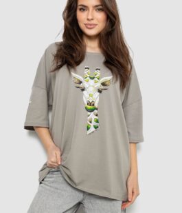 Футболка женская с принтом, цвет серый, 244R2012