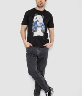 Футболка мужская с принтом, цвет черный, 244R5996