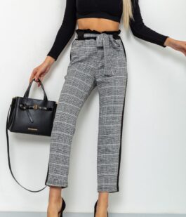Женские укороченные брюки, в клетку с лампасами цвет Серый, 172R9314-1